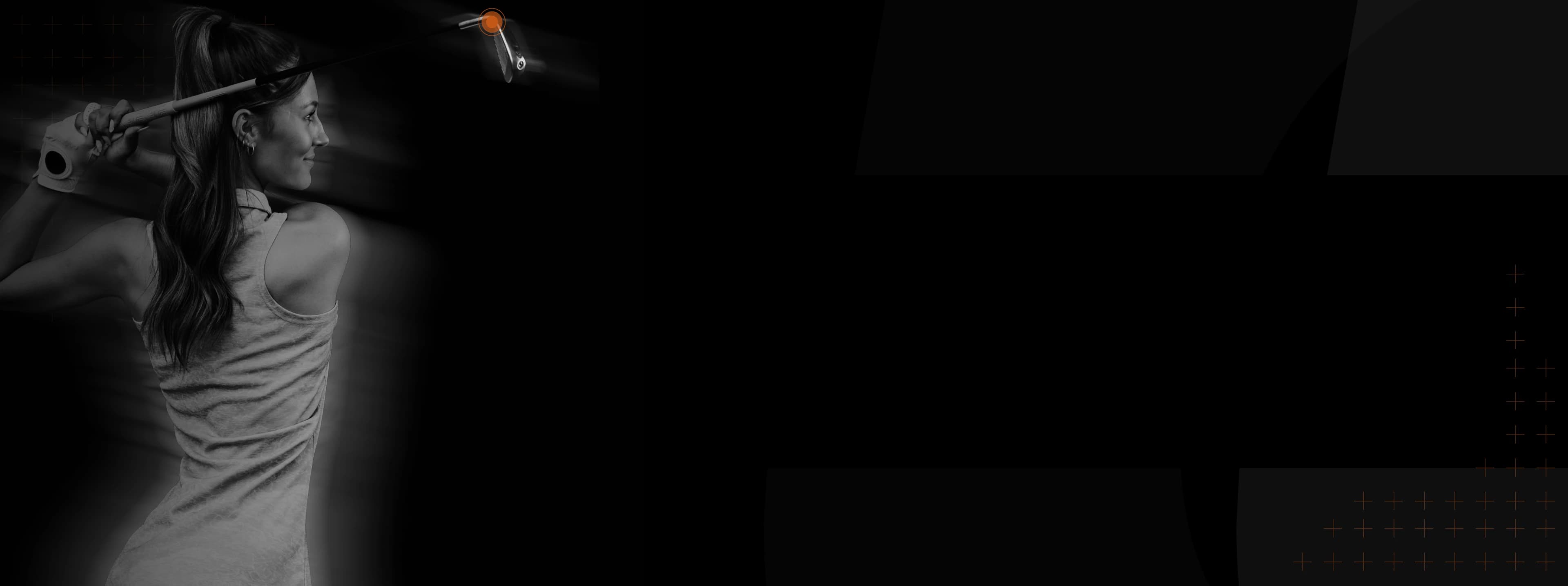 Profile of a person swinging a golf club, with the focus on the club's motion and a minimalistic black background.